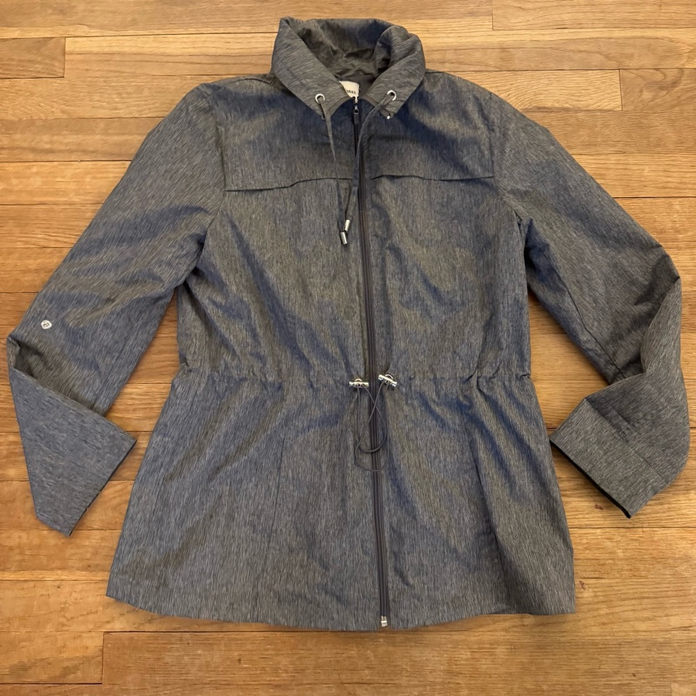 Studio Works gray lightweight zip front button tab l jacket size small S
 b67